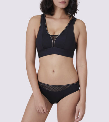Harmony black wirefree sports bra and brief